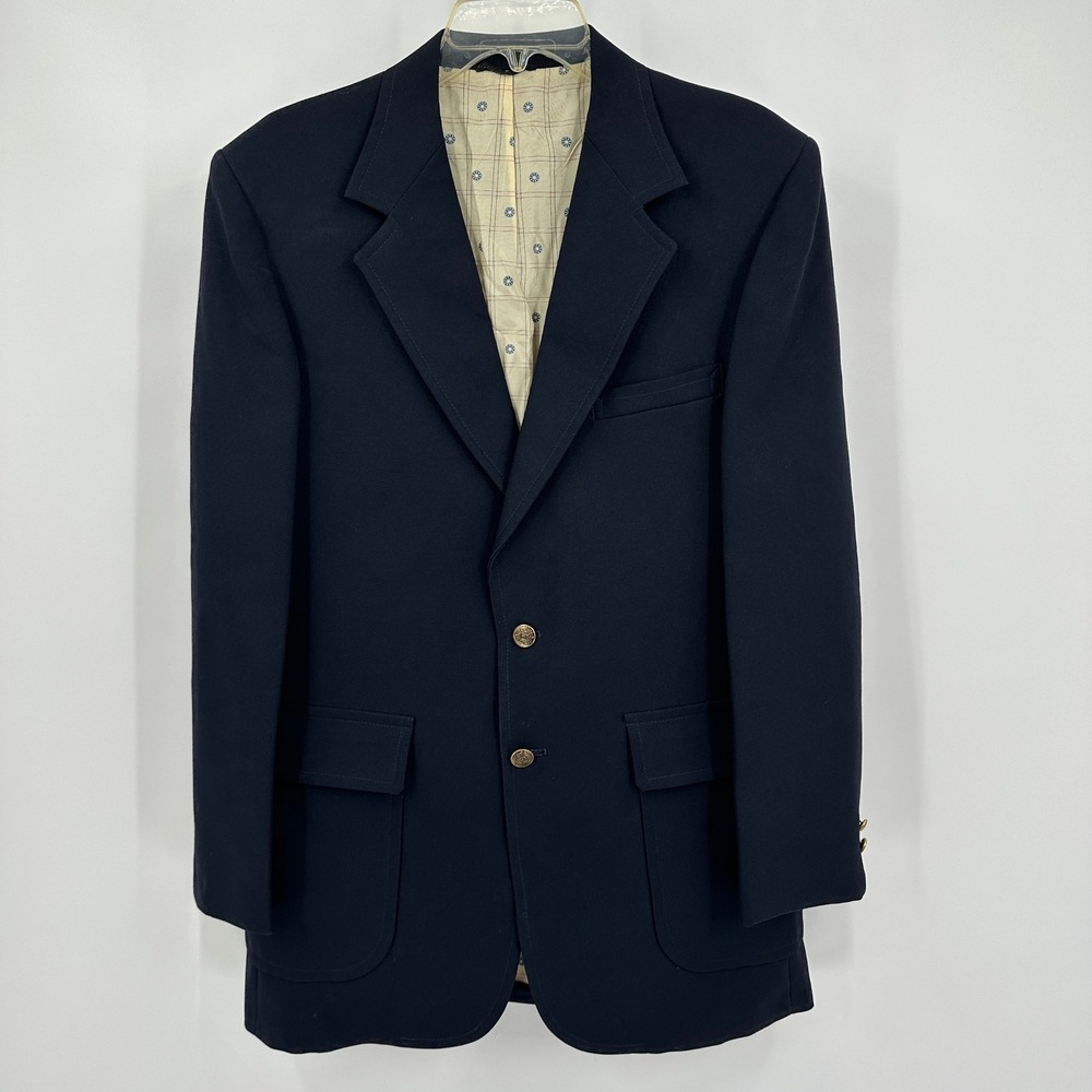 Sears‎ Roebuck Mens Vintage Sport Coat Size 42L Navy Blazer Old Money Preppy